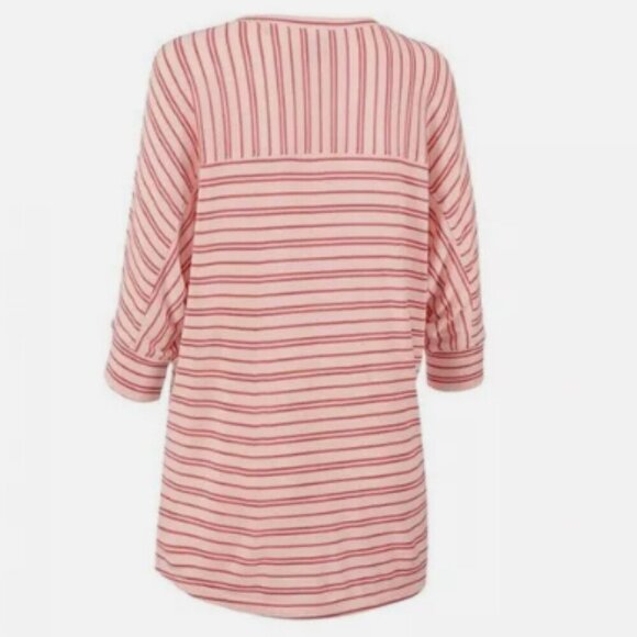 Cabi Tickled Tee Shirt XS Pink Striped Stretchy Top #5750 - Picture 3 of 9